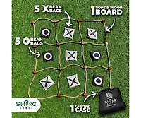Giant Tic Tac Toe Bean Bag Toss Game | 3ft x 3ft | Instant Setup | Tic Tac Toe Outdoor Game with Rope Game Board