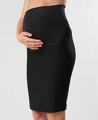 Marion Maternity Knee Length Pencil Skirt with Stretch Bump Panel Italian Suiting Fabric