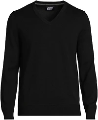 Lands' End Men's Fine Gauge Cotton V Neck Sweater