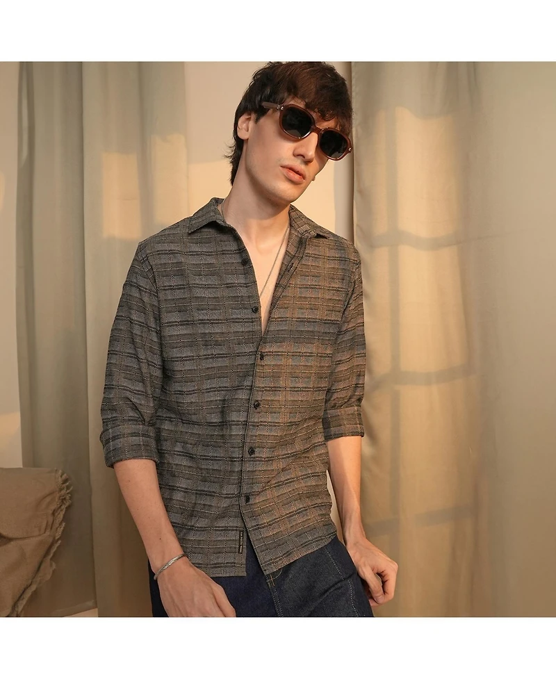 Men's Olive Brown Tartan Plaid Shirt