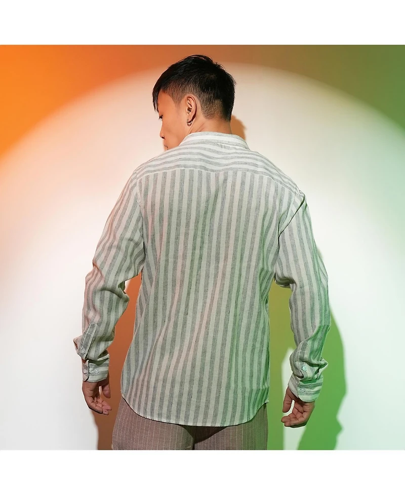 Men's Moon Grey Heathered-Stripe Shirt