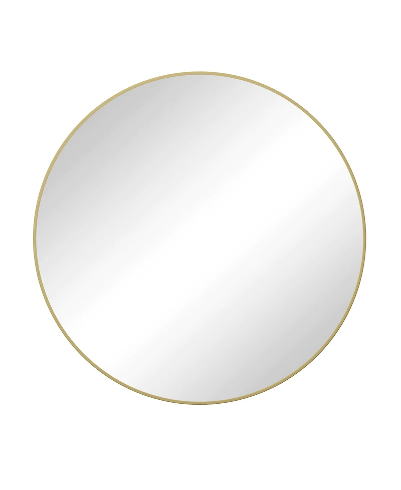 Slickblue 39-Inch Gold Circular Wall Mirror – Metal Framed Round Vanity Mirror for Bathroom, Living Room, or Bedroom Decor