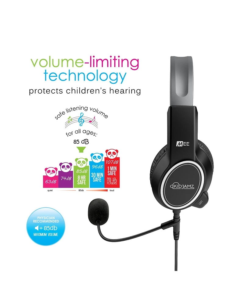 Mee audio KidJamz KJ35 Safe Listening Headset for Kids w/ Boom Microphone