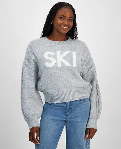 And Now This Women's Cable-Knit-Detail Graphic Sweater, Exclusively at Macy's