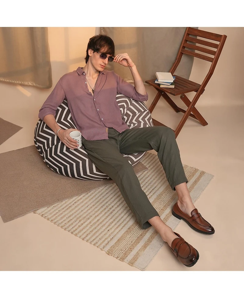Campus Sutra Men's Nude Pink Woven-Textured Shirt