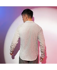 Men's Greige Geometric-Texture Shirt