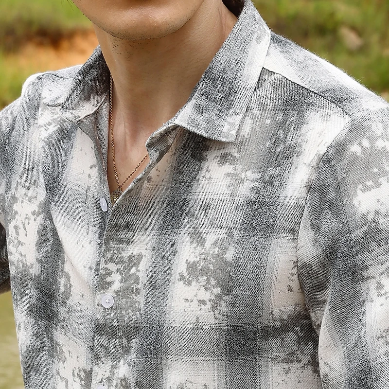 Men's Moon Grey Splash Check Shirt