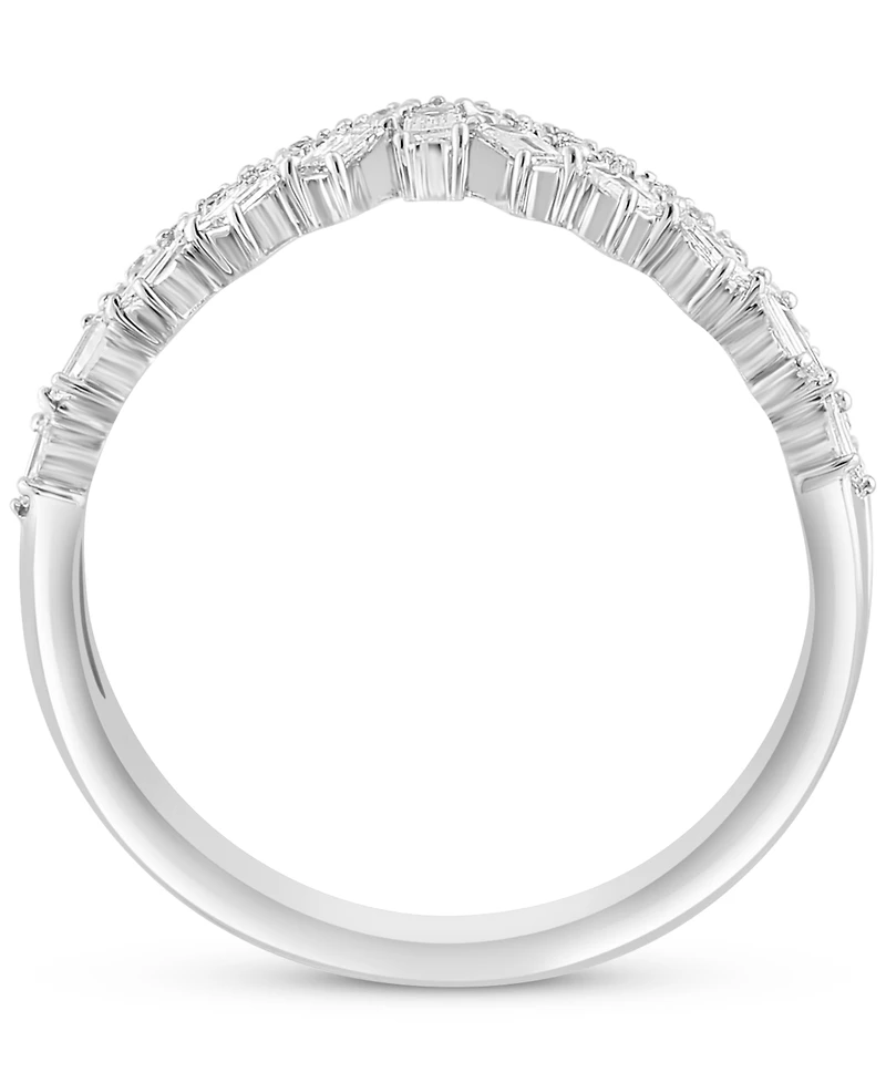 Effy Diamond Round & Baguette Chevron Ring (1/3 ct. t.w.) in 14K White Gold