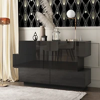 Homsee High Gloss White Wood 6-Drawer Chest of Drawers