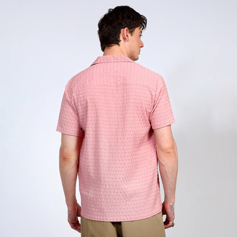 Men's Blush Pink Ruched Shirt