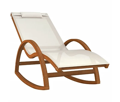 vidaXL Rocking Chair White Textilene and Solid Wood Poplar