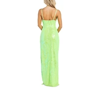 Morgan & Company Juniors' V-Neck Embellished Sleeveless Gown