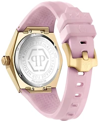 Philipp Plein Women's Skull Spikes Pink Silicone Strap Watch 40mm