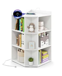 3-Tier Kids Corner Toy Storage Organizer with Usb Ports and Outlets 9 Cubbies