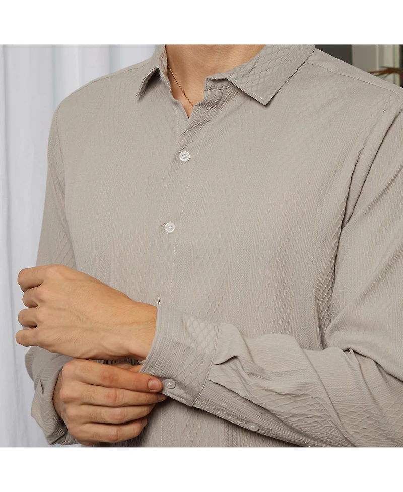 Men's Ecru Beige Vertical Tactile Shirt