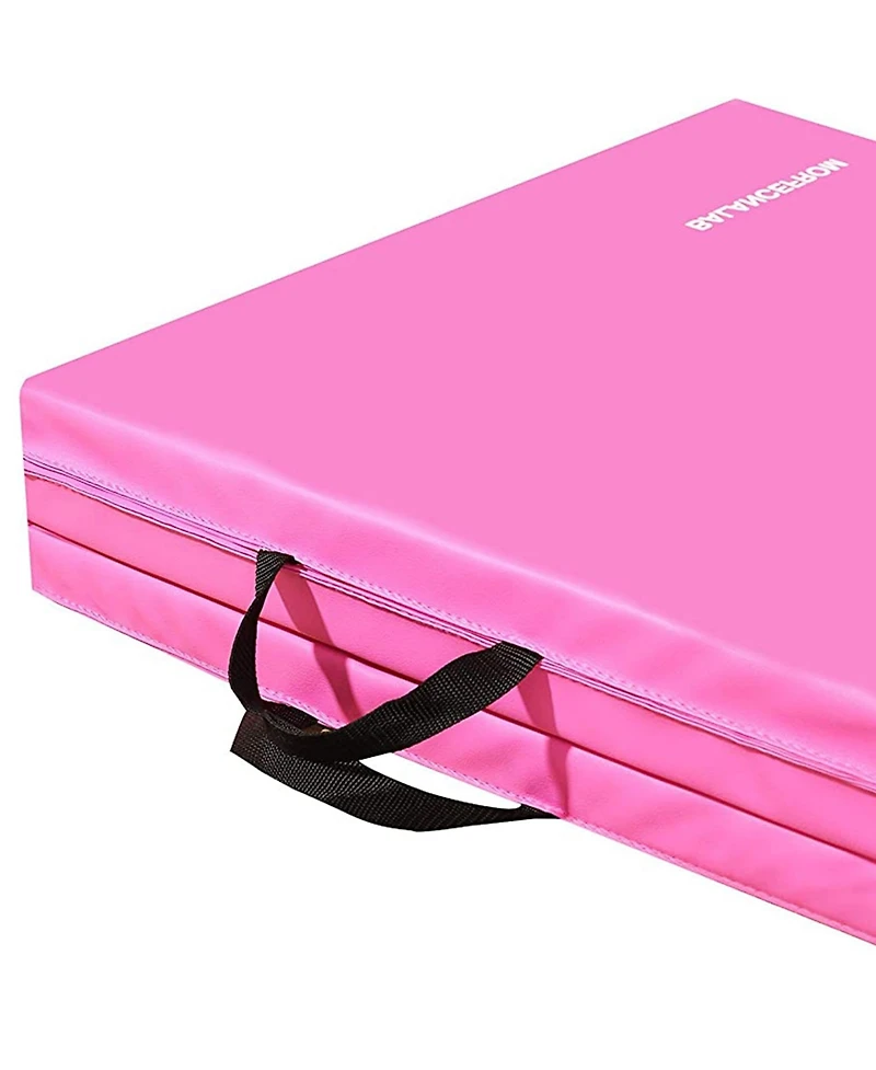BalanceFrom Fitness GoGym 6'x2'x1.5" Folding 3 Panel Exercise Gym Mat, Pink