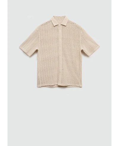 Mango Men's Openwork Knitted Cotton Shirt