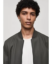 Mango Men's Leather-Effect Bomber Jacket