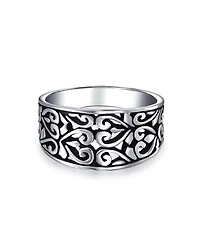 Bling Jewelry Boho Fashion Sterling Silver Ring with Open Swirl Hearts Filigree Design