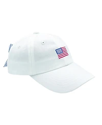 Bits & Bows Girls American Flag Bow Baseball Hat in White