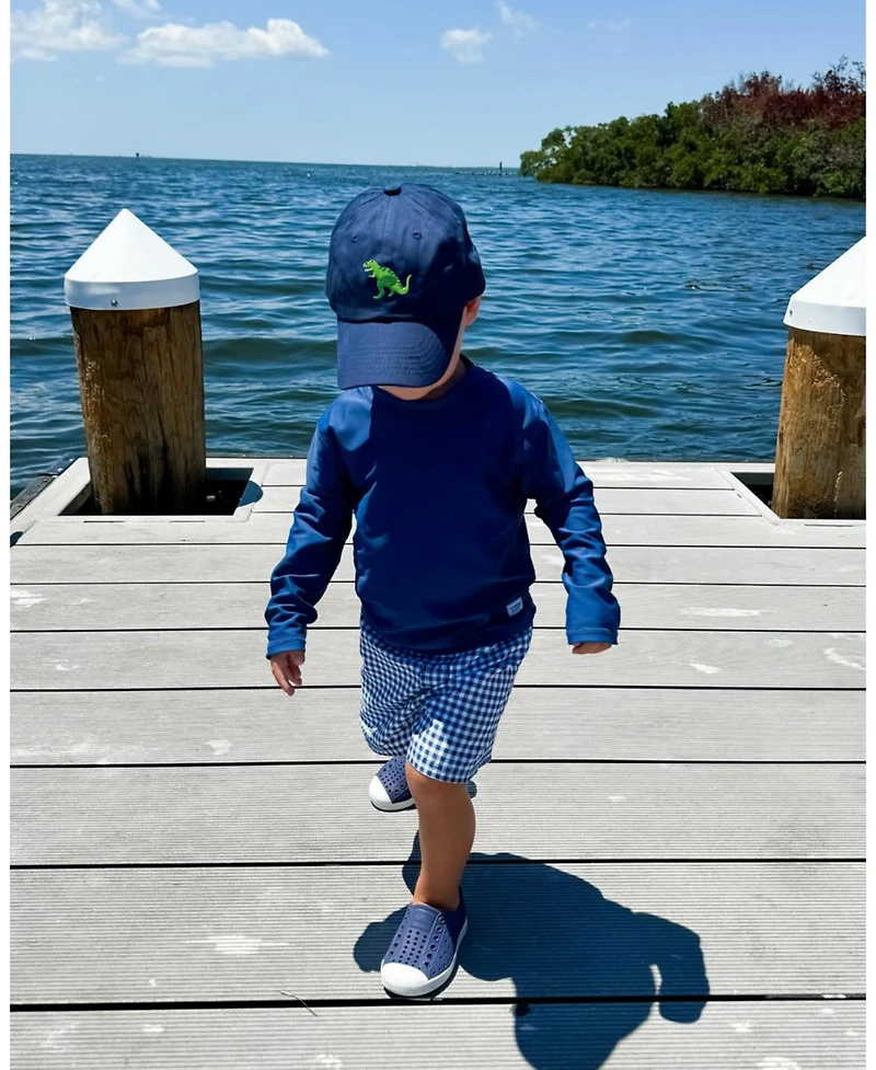 Bits & Bows Boys' T-Rex Baseball Hat in Navy