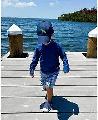 Bits & Bows Boys' T-Rex Baseball Hat in Navy