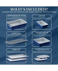 Bakken 8-Piece Stackable Bakeware Set - Ceramic Non-Stick Coating, Baking Sheets, Assorted Baking Pans, Ptfe, Pfoa & Pfos Free