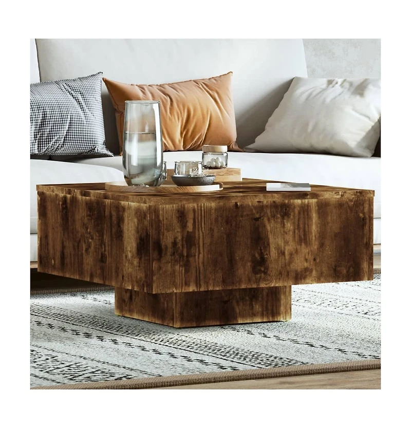 vidaXL Coffee Table Smoked Oak 23.6"x23.6"x12.4" Engineered Wood