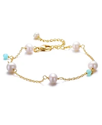 14K Gold Plated Bracelet with Lustrous Pearls