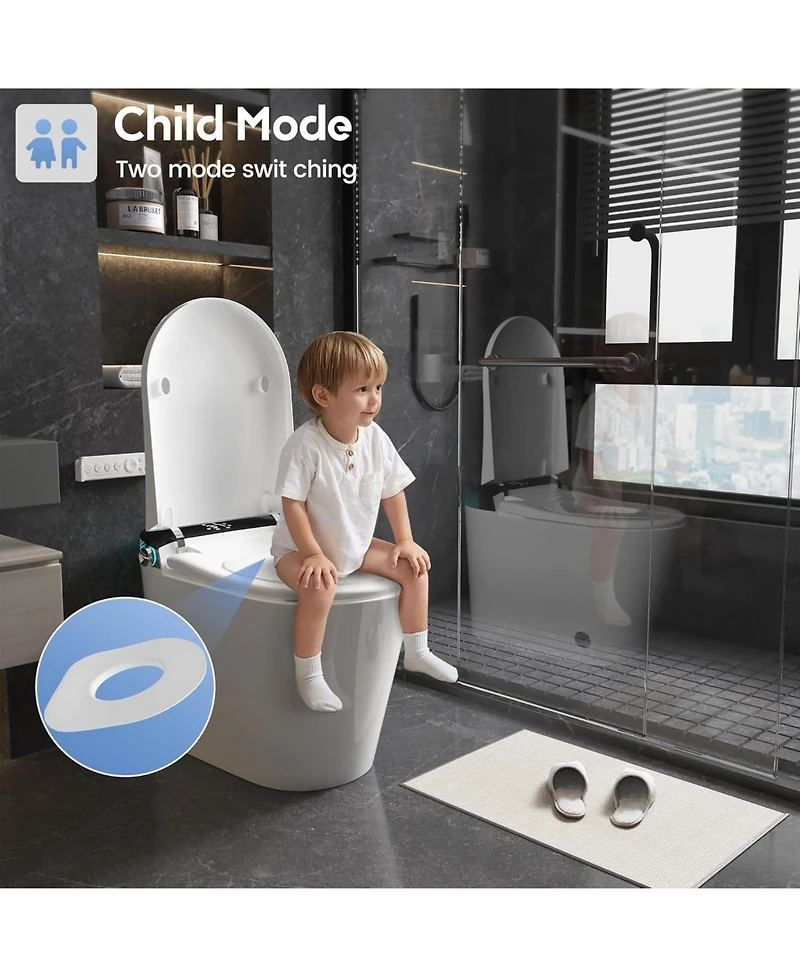 Lalahoo Smart Toilet Bidet with Tank Built in, Auto Open Close Lid, Foot Sensor, Heated Seat, Warm Water Sprayer & Dryer, Aromatherapy System, Modern