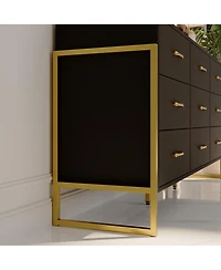 Homsee White and Golden 9-Drawers Wooden Dresser without Mirror