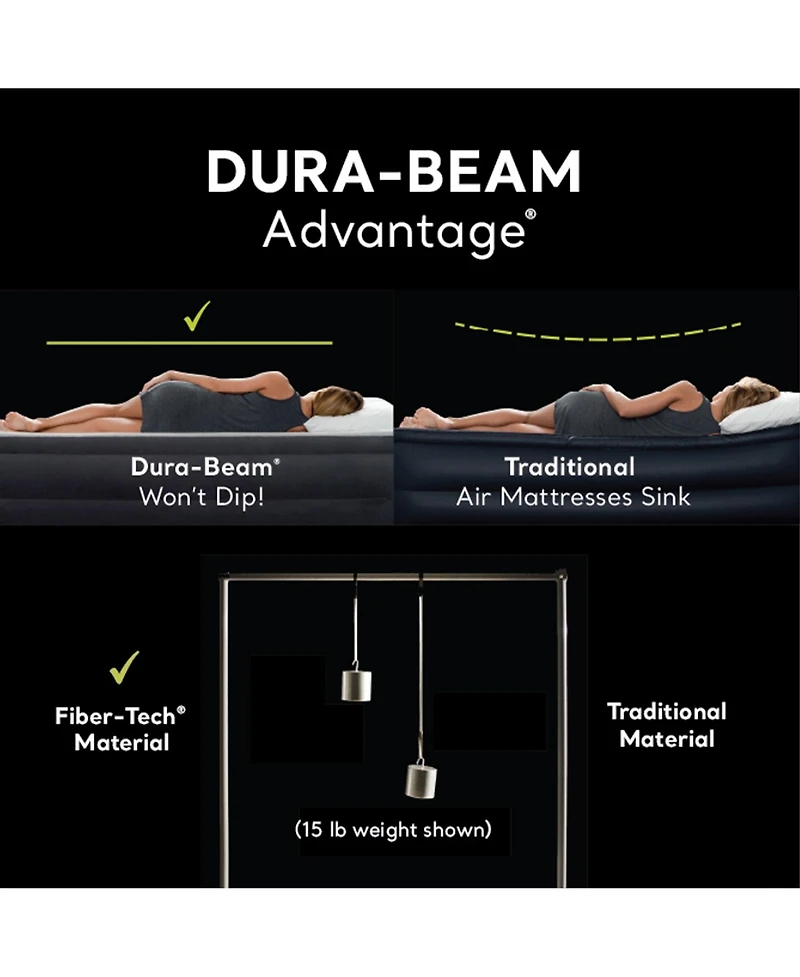 Intex Dura Beam Deluxe Pillow Raised Air Mattress Bed w/Pump, Queen (2 Pack)