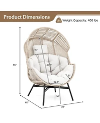 Oversized Egg Style Chair with Cushions & Headrest Heavy-Duty Metal Frame for Yard