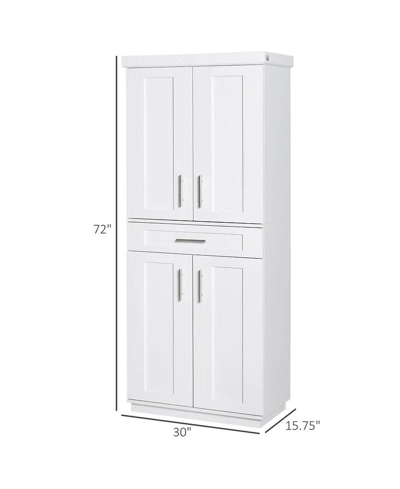 Homcom Kitchen Pantry with Doors and Drawer, Adjustable Shelves