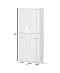 Homcom Kitchen Pantry with Doors and Drawer, Adjustable Shelves