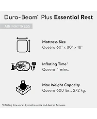 Intex Dura Beam Essential Rest Blow Up Queen Mattress Air Bed with Built In Pump
