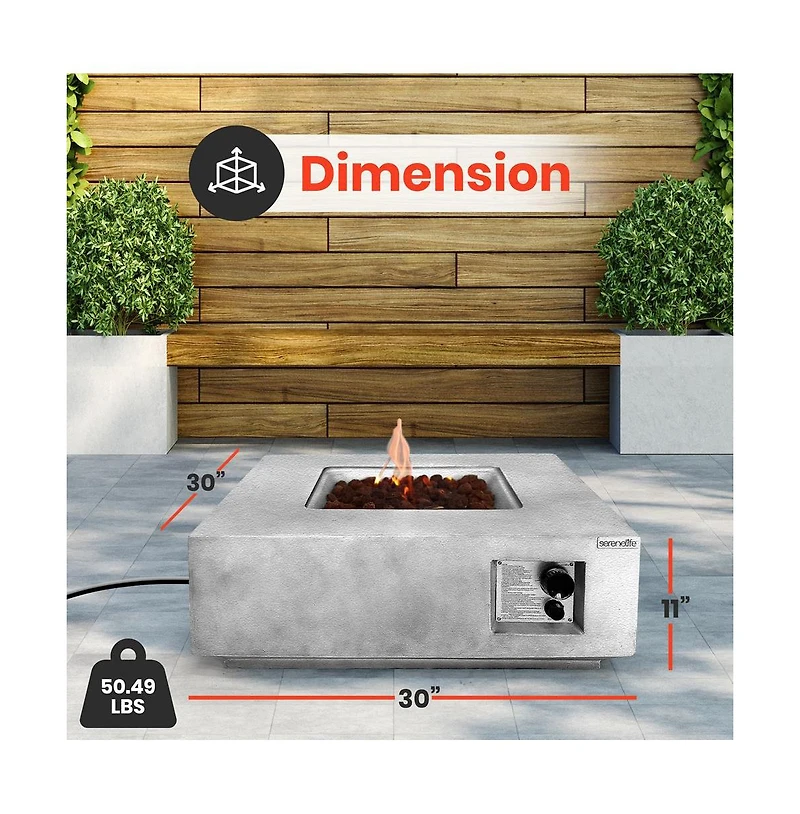 SereneLife 40,000 Btu Propane Gas Fire Pit Table with Cover
