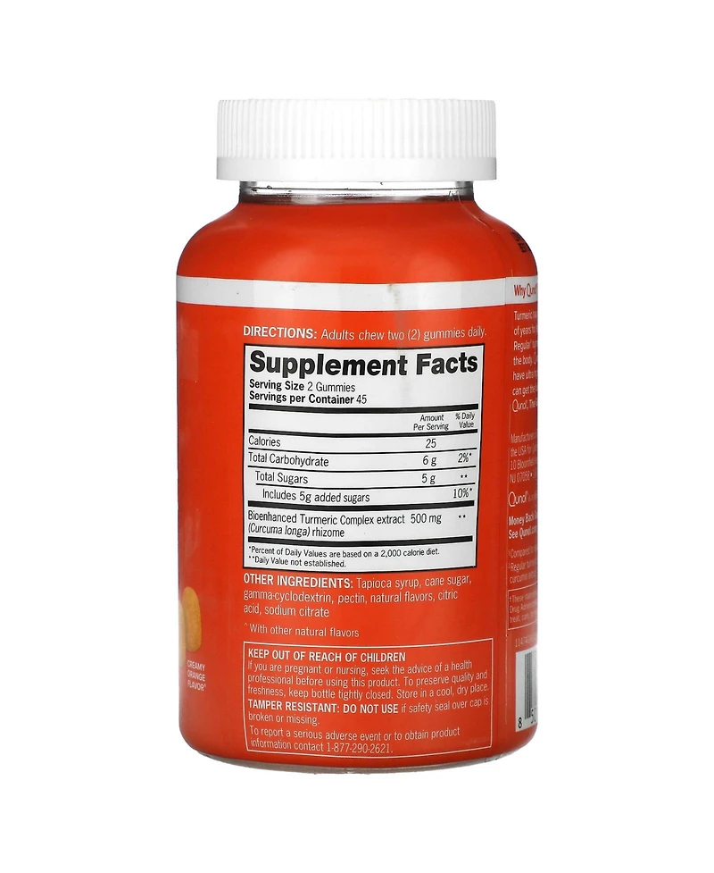 Qunol Turmeric Gummies Creamy Orange