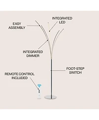 Jonathan Y Fuochi Modern Minimalist Metal 5-Branch Arc Dimmable Integrated Led Floor Lamp with Remote Control