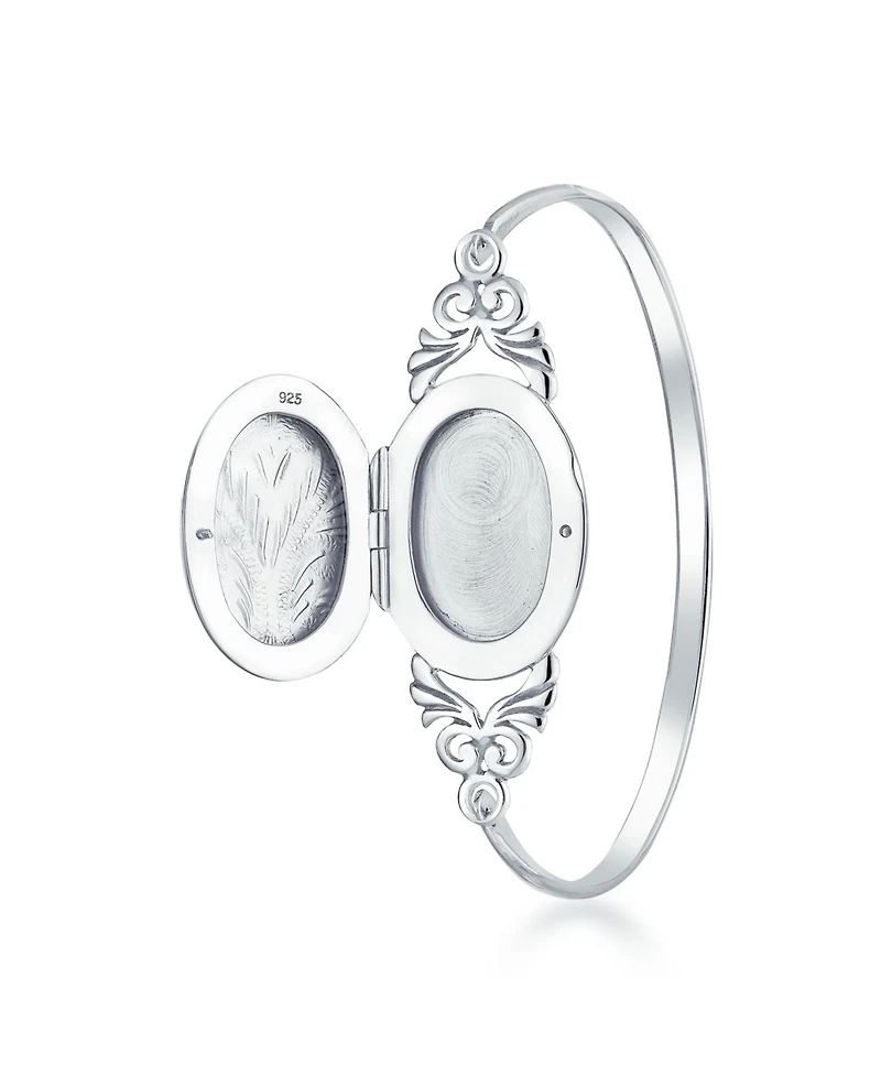 Bling Jewelry Sterling Silver Bangle Bracelet Locket for Photos Keepsake