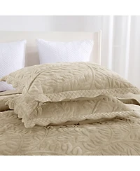 MarCielo 3 Pc Luxury Velvet Oversized Embroidery Soft and Plush Quilt Set King