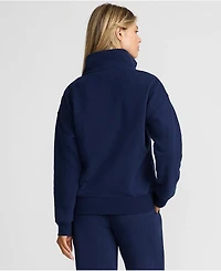 Lands' End Women's Relaxed Serious Sweats Long Sleeve Quarter Zip Sweatshirt