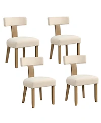 Set of 4 Armless Dining Chairs with Curved Backrests & Padded Seat Cushions