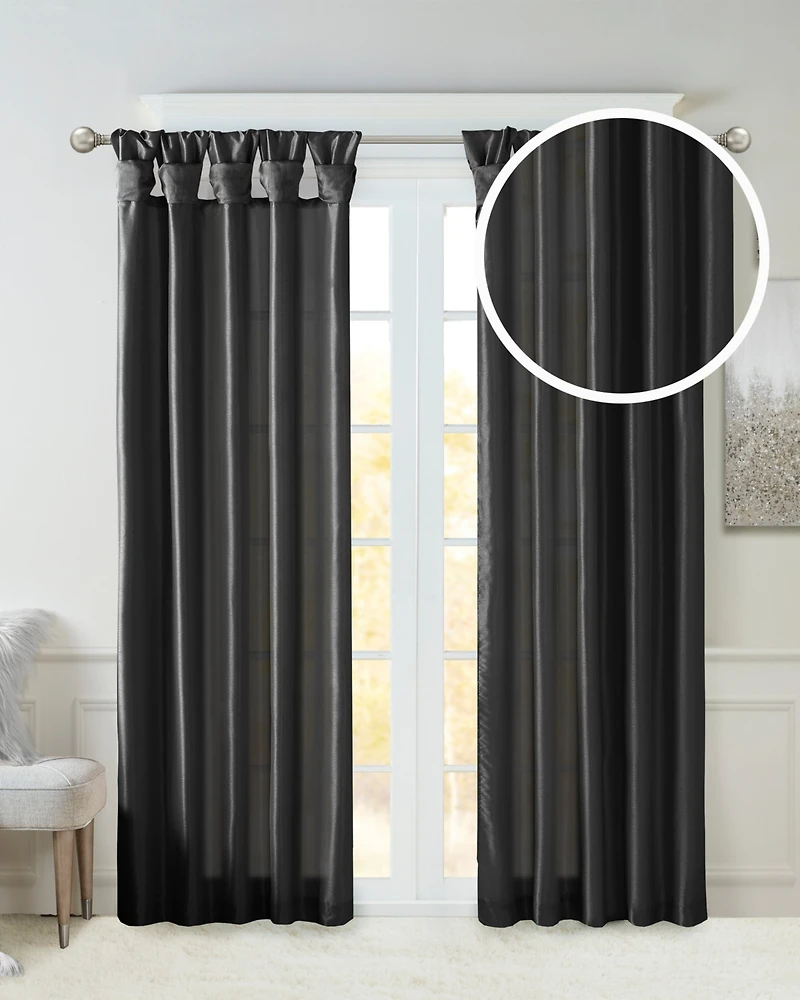 Madison Park Emilia Twist Tab Lined Window Curtain Panel, Single with Privacy Lining for Bedroom and Living Room, 84 inch length Curtai
