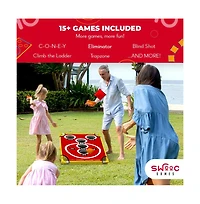 Coney Island Toss - Boardwalk Inspired Cornhole Bounce Game (15+ Games Included) - Pvc Corn Hole Bean Bag Toss Game