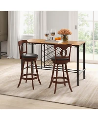 Set of 2 Bar Stools 30'' Swivel Bar Height Chairs with Footrest for Kitchen Pub