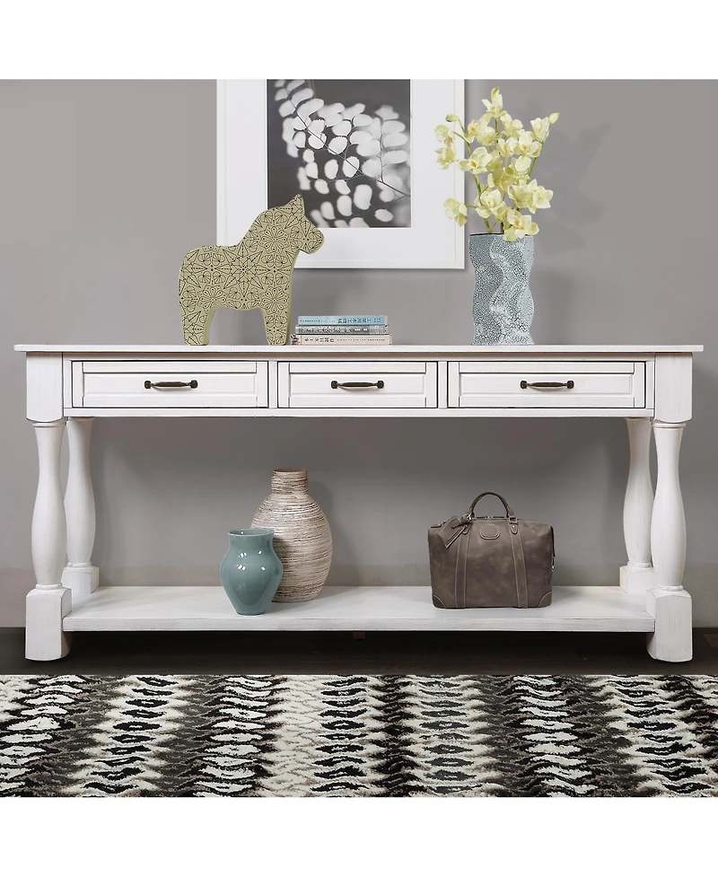 Slickblue 63inch Long Wood Console Table with 3 Drawers and 1 Bottom Shelf for Entryway Hallway Easy Assembly Extra-thick Sofa Table