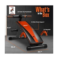 Squatz Supine Board with Handrail, Multifunctional Abdominal Retractor for Sit-Up Fitness