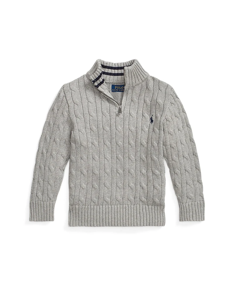 Polo Ralph Lauren Little and Toddler Boys Cable-Knit Cotton Quarter-Zip Sweater