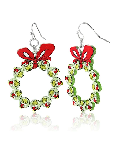 Dr. Seuss Dr Seuss Grinch Christmas Wreath Dangle Earrings